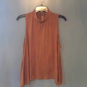 Brown turtle neck top (can buy necklace separate)